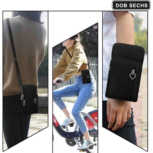 Women's Black Small Cell Phone Purse Crossbody Wallet Cute Single Shoulder Bag - Picture 3 of 8